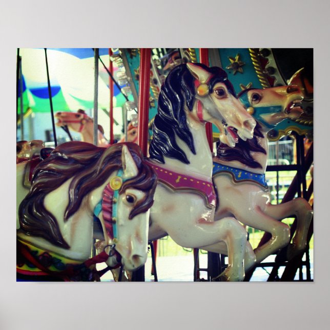 Poster Trio de Cavalos de Carrossel Ardente  (Frente)
