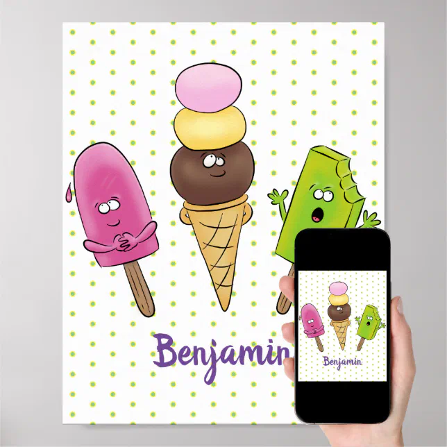 Jogo de desenhos animados de três popsicles legais. sorvete doce