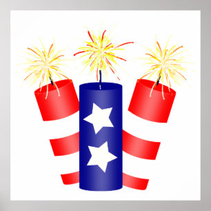 Pôster Trio de Firecrackers em 4 de julho