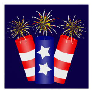 Pôster Trio de Firecrackers para o dia 4 de julho