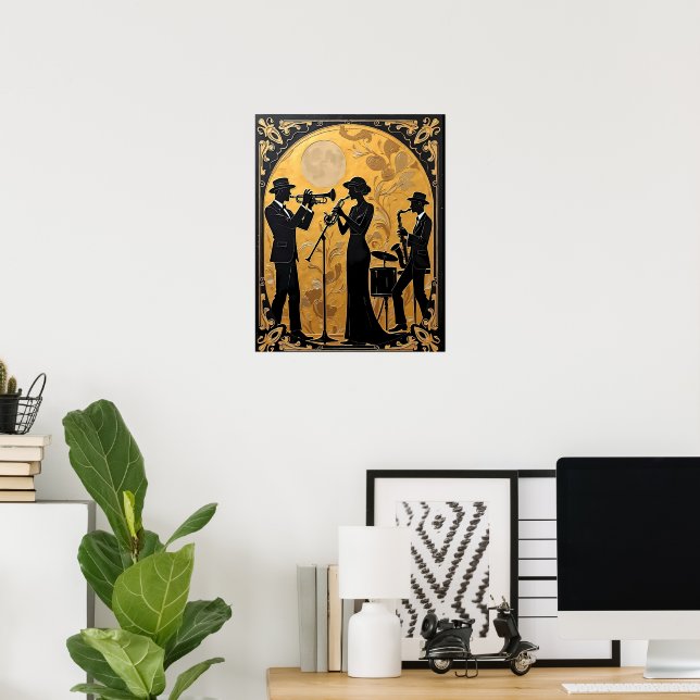 Poster Trio de Jazz em Ouro (Escritório em casa)