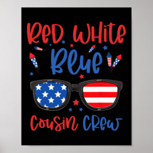 Poster Trio de Primos Vermelho Branco e Azul 4 de Julho I