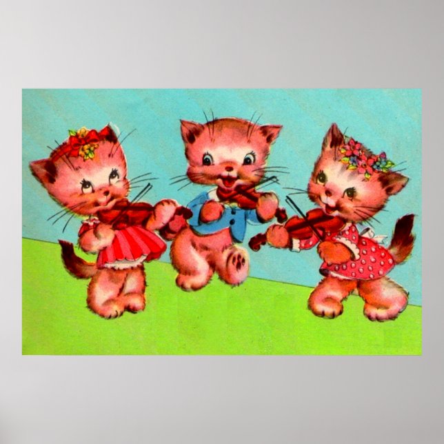 Poster trío de violinistas gatinhos (Frente)