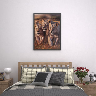 Poster Trio Majestoso Roaming Através Da Grama Alta