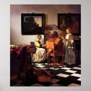 Pôster Trio musical por Johannes Vermeer