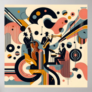 Poster Trio Psicodélico do Jazz da Era Mid Century
