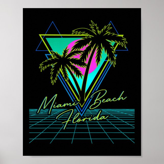 Poster Trip Retro 80s da Flórida de Miami Beach (Frente)