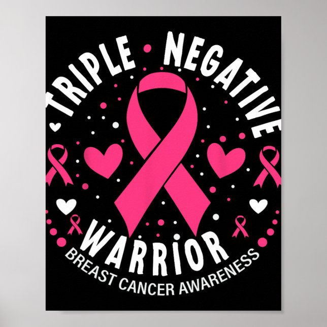 Poster Triplo Cancer A do peito cor-de-rosa pelo guerreir (Frente)
