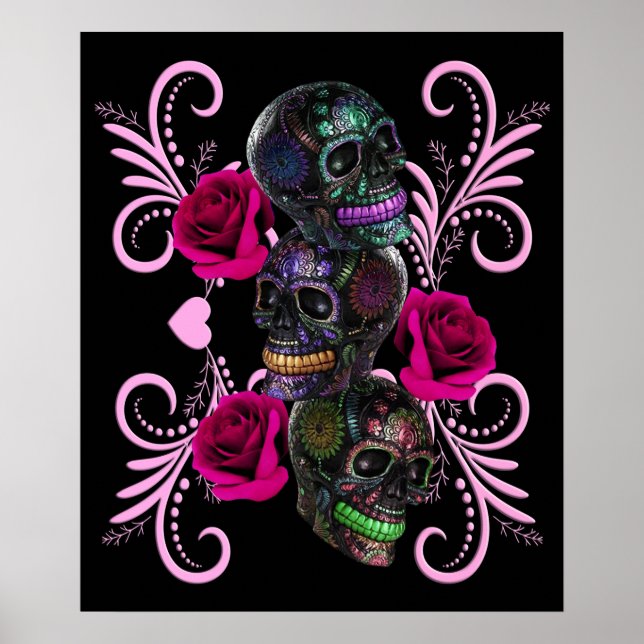 Poster Triplo Dia Negro Dos Cascos Mortos Rosas Rosa (Frente)