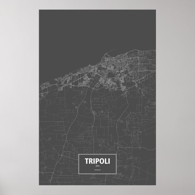 Pôster Trípoli, Líbia (branco no preto) (Frente)
