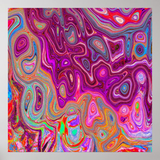 Poster Trippy Abstrato Magenta - Arco-íris Magenta - Colo (Frente)