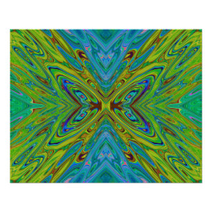 Pôster Trippy Chartreuse e Blue Abstrato Butterfly
