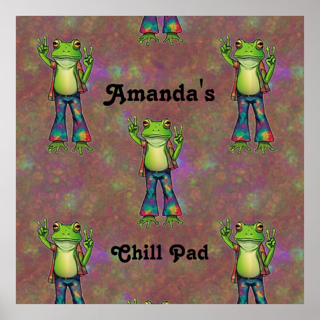 Poster Trippy Hippie Psychedelic Sapo Peace Retro Persona (Frente)