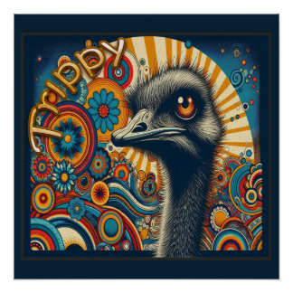 Pôster Trippy Ostrich - Poster brilhante