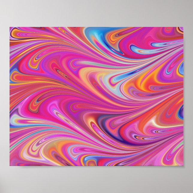 Poster Trippy Pink e Orange Swirly Design (Frente)