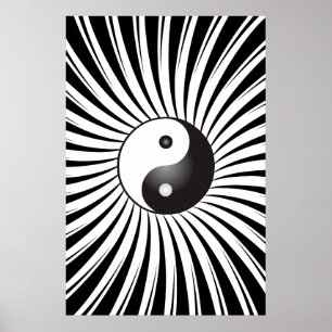 Pôster Trippy Poster: Símbolo Yin Yang e Design espiral
