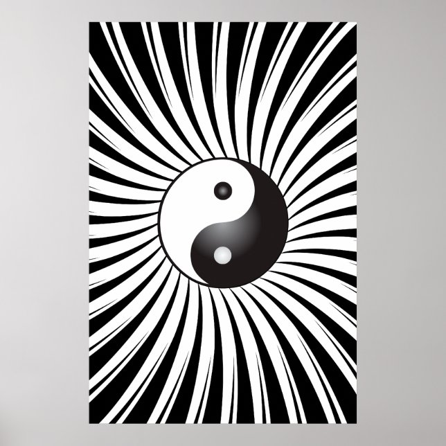 Pôster Trippy Poster: Símbolo Yin Yang e Design espiral (Frente)