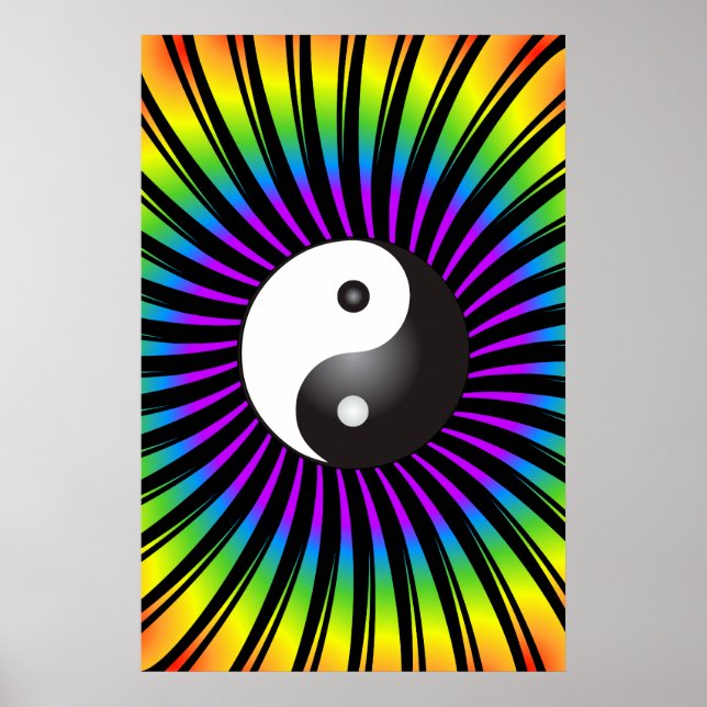 Poster Trippy Poster: Símbolo Yin Yang e Design espiral (Frente)