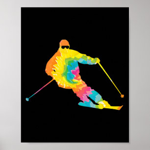 Poster Trippy Rainbow Hippie - Tie-dye Skiing