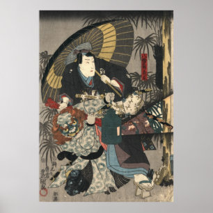 Poster Triptych 1847 dos atores de Kabuki deixado