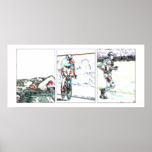 Pôster Triptych do Triathlon - linha