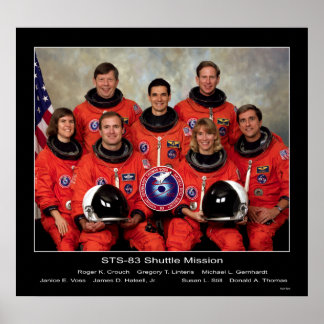 Pôster Tripulação da Missão de Shuttle STS-83...