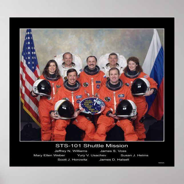 Poster Tripulação da Missão STS-101 Shuttle - 2000 (Frente)