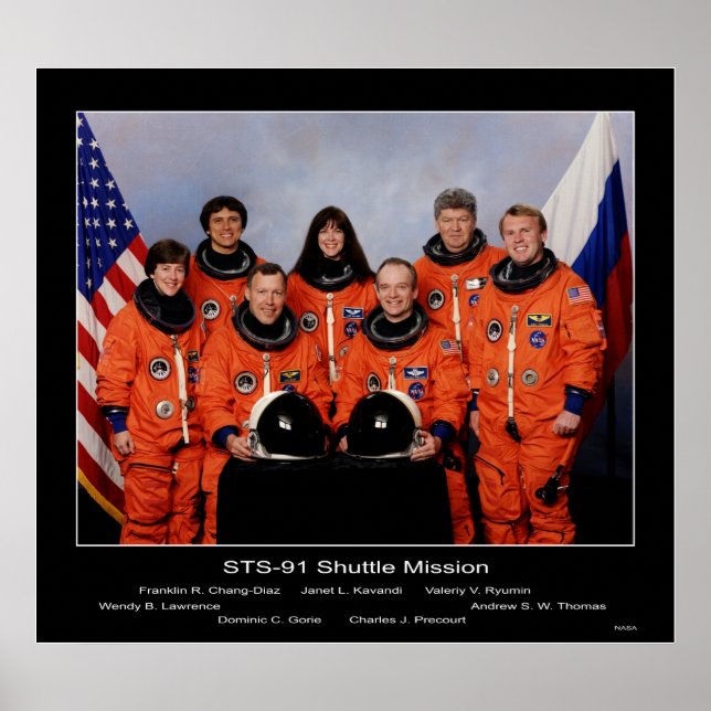 Poster Tripulação da missão STS-91 Shuttle... (Frente)