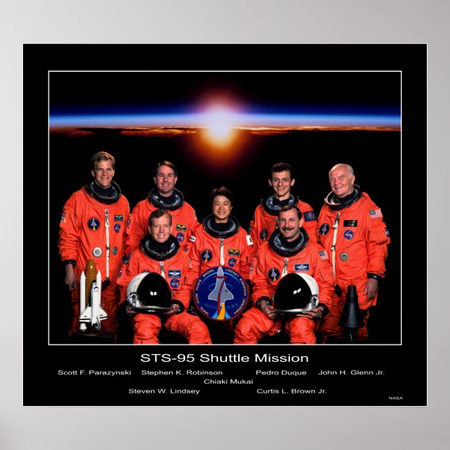 Poster Tripulação da Missão STS-95 Shuttle (Frente)
