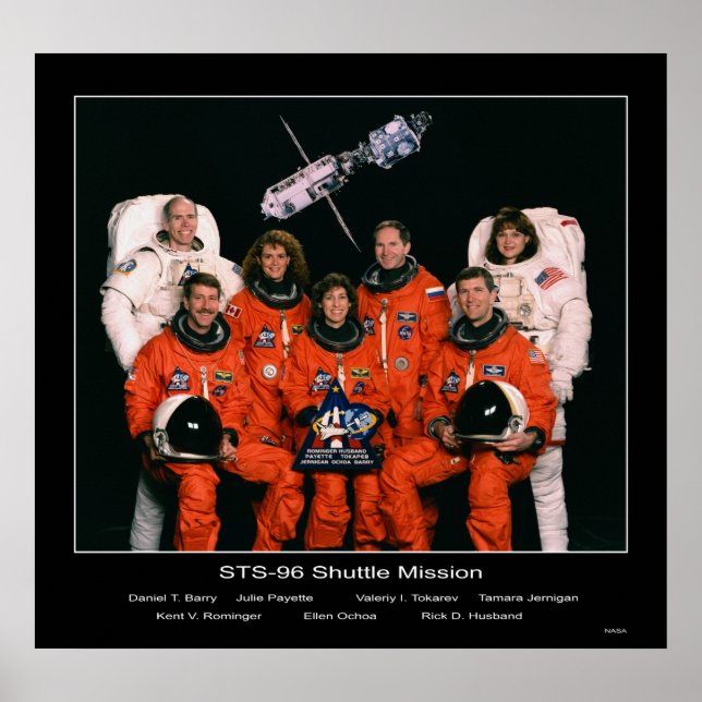 Pôster Tripulação da Missão STS-96 Shuttle (Frente)