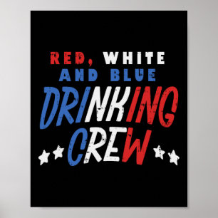 Poster Tripulação Vermelha, Branca E Bebendo Azul, Engraç