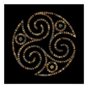 Pôster Triskelion Celtic - Símbolo espiral triplo - Mosai