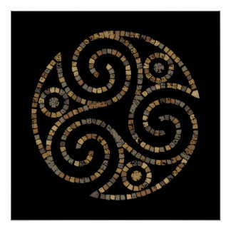 Pôster Triskelion Celtic - Símbolo espiral triplo - Mosai