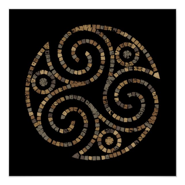 Pôster Triskelion Celtic - Símbolo espiral triplo - Mosai (Frente)