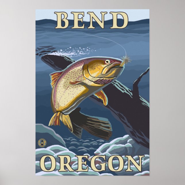 Pôster Troço de pesca de trutas - Bend, Oregon (Frente)