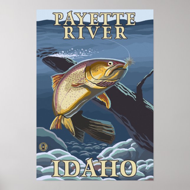 Poster Troço De Pesca De Trutas - Rio Payette, (Frente)