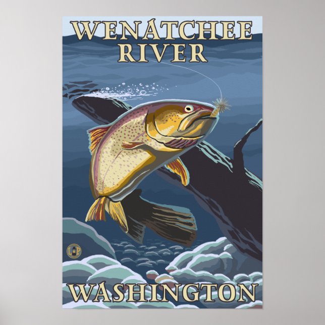 Poster Troço de pesca de trutas - Wenatchee River, W (Frente)