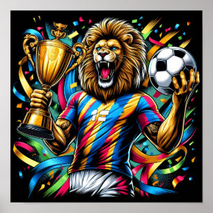 Poster Troféu de Campeão de Futebol de Leão Vitória no Fu