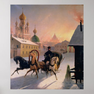 Pôster Troika on the Street in St. Petersburg, 1850s