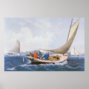 Pôster Trolagem de peixe azul ao largo da costa do Maine