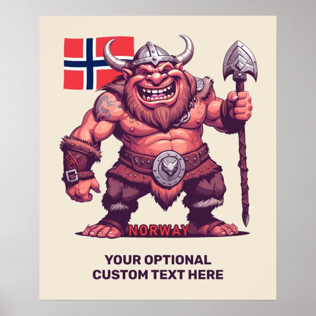 Poster Troll Norueguês de Texto Personalizado (Frente)