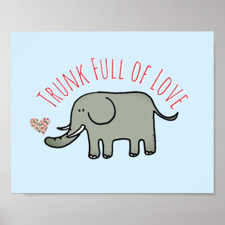 Poster Tromba Cheia de Amor Elefante Fofo Rabisco