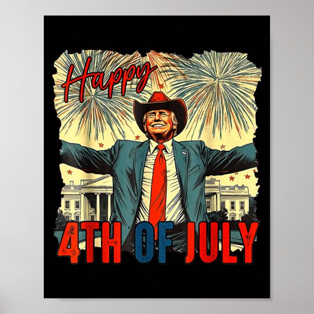 Poster Trombeta engraçado feliz 4 de julho dia da indepen (Frente)