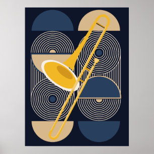Poster Trombone Arte Bauhaus Instrumento de sopro minim