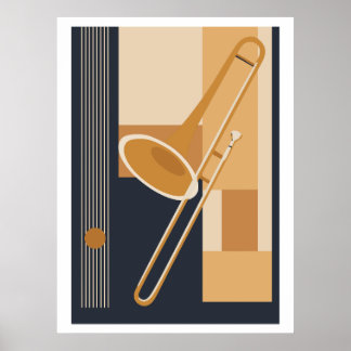 Poster Trombone Bauhaus Impressão, Música Moderna de Mead