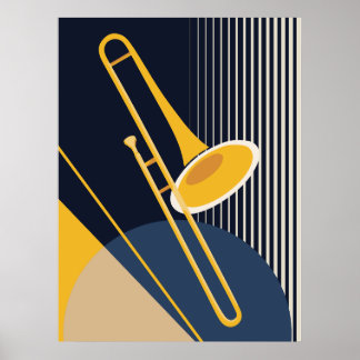 Poster Trombone Bauhaus | Jazz Moderno de Meados do Sécul