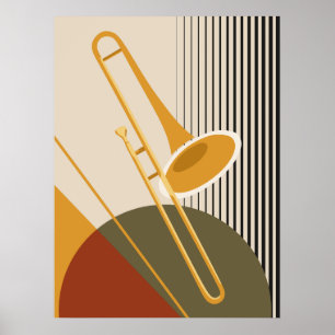 Poster Trombone Bauhaus   Jazz Moderno de Meados do Sécul