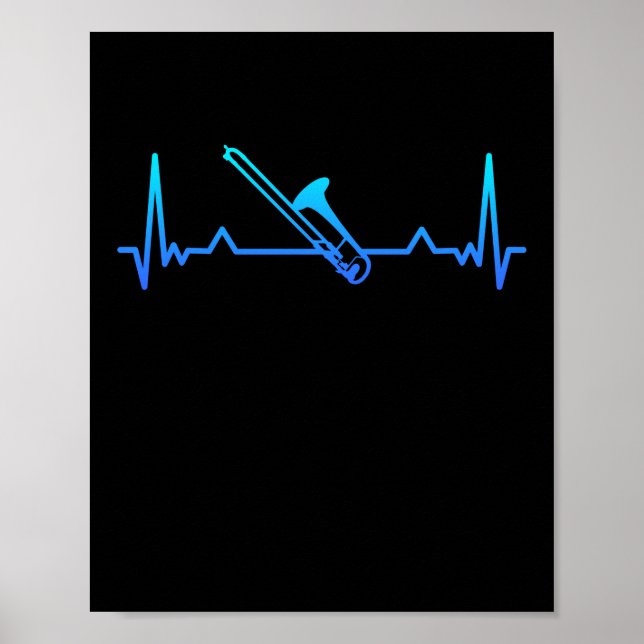 Poster Trombone Music Heartbeat Engraçado Mamãe Presente (Frente)