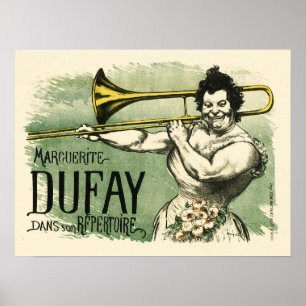 Poster Trombonista francês MarGUERITE DUFAY