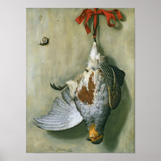Poster Trompe l'Oeil com Partridge, 1666 (Frente)